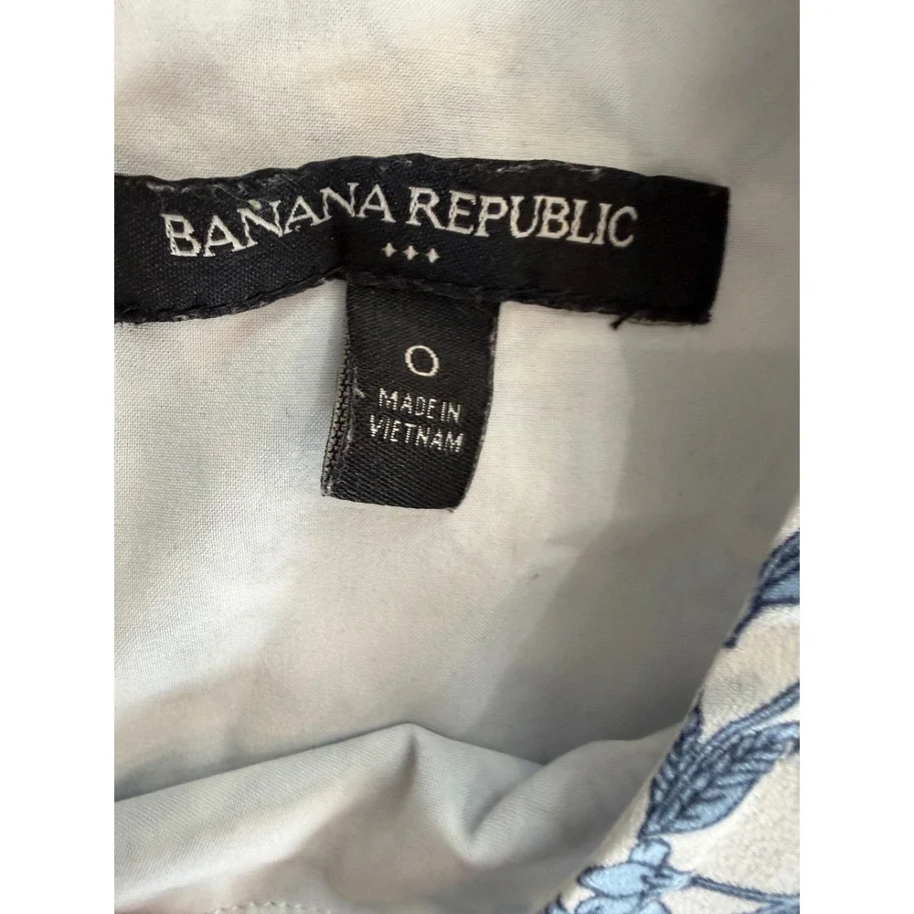 Banana Republic Floral Mini Dress Womens 0 Blue White Flutter Sleeve Ruffle Hem - Picture 2 of 9